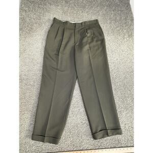 Yves Saint Laurent Pants Mens 38x30 Green Pleated Dress Slacks Classic Fit